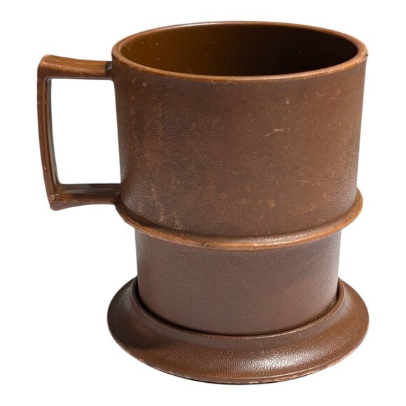 VTG Tupperware Brown Coffee Mug Cup With Lid Travel Kitchenware USA - Picture 4 of 7